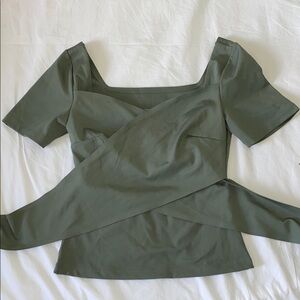 Girlfriend Collective Sage Green Workout Wrap Top